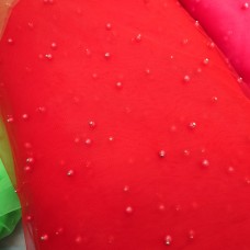 Ткань Сетка с жемчугом (красный)